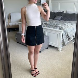 H&M Suede A-Line Gold Zipper Mini Skirt size 4